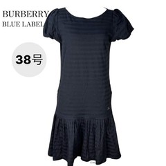 BURBERRY BLUE LABEL Tiered Dress Puff Sleeve Striped Black Size 38 M Excellent