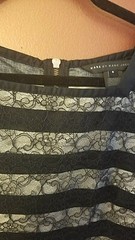 Marc Jacobs Lucienne Lace Overlay Shift Dress Size S SM Mint Black White Stripes