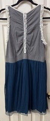 Matilda Jane Women’s Button Sleeveless Tank Dress Navy Blue Tulle Large See Pics