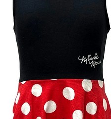 Disney Minnie Mouse Fit & Flare Dress Polka Dot Red/White Black Sleeveless S