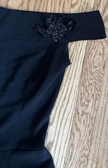 Ruby Rox Black Off Shoulder A-Line Beaded Lined Knee Length Dress Size 11