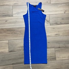 ABSOLUTELY LOVE IT Small Cutout Fitted Dress Royal Blue Textured Stretchy