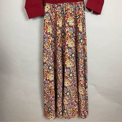 Patterned Dress Reddish Top Pattern Skirt 3/4 Sleeves NO BELT Size Small Floral