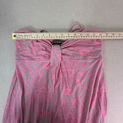 Tommy Bahama Pink Grey Floral Damask Twist Front Midi Sundress Womens Size M