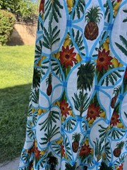 Borgo De Nor Linen Pineapple Palm Tree Printed Tiered Midi Dress Sz 12 Hawaii L