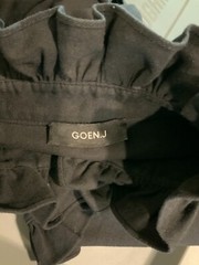 Goen.J Black Asymmetrical Button-Up Ruffle Shirt Dress W/ Tie, Size 6