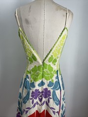 Farm Rio Tropical Graphic Placed Maxi Dress Floral Rainbow Linen Women&rsquo;s Size S