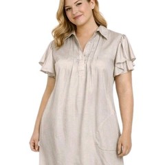 ALI RO Size 2 Beige Vegan Silk Flutter Sleeve Boho Dress Pockets Anthropologie