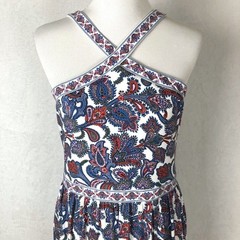 BODEN Paisley Halter Maxi Dress Pockets D0173 US 8R UK 12R Red Blue Cross Front
