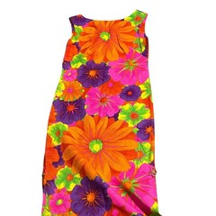 VTG 60s psychedelic flower power 2pc Maxi Dress Frog Closure duster mod kitschy