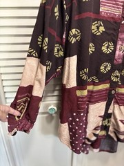 Bella Burgundy/Black Button Down Long Sleeve Shirt Dress Size 1X High/low