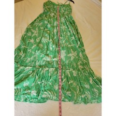 American Eagle 100% Cotton Green Floral Strappy Ruffled Summer Maxi Dress Size M