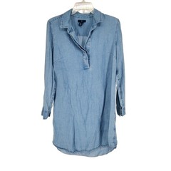 Gap Shirt Dress Womens Medium Blue Tencel Chambray Long Sleeve Casual