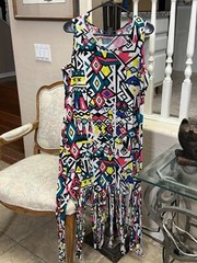 Rouge Collection Plus Size Geometric Wild Color Sleeveless Dress Size 1X