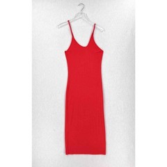 Enza Costa Midi Dress Women Medium Red Asymmetric Cutout Ribbed Silk Knit Tank