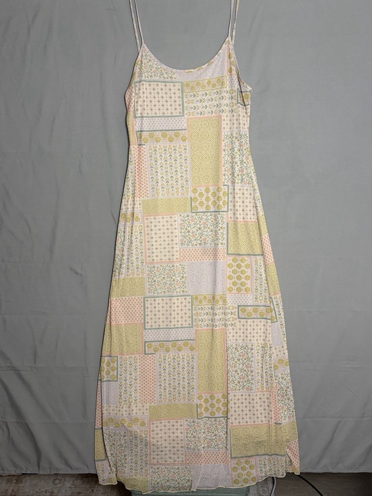 Y2K XL Lined Patchwork Quilt Pattern Mesh See you Monday Dress With soft Lining