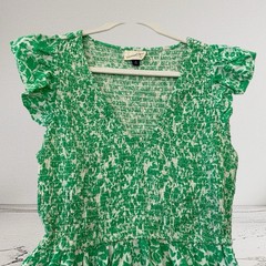 Universal Thread Womens Floral Smocked Mini Dress Size Medium Raw Hem “Flaws”