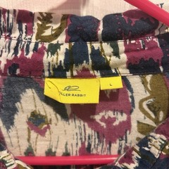 Roller Rabbit Womens L Cotton Ikat Print Tunic Dress Purple Navy Olive Pockets