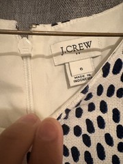 J.CREW White Blue Polka Dot Sheath Dress Sleeveless Round Neck Knee 6 Zip