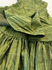 Cache Size 4 Green Solid Halter Sleeveless Mini Dress Ruffle Hem Lined