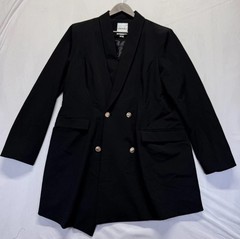 Unique21 Blazer Dress Women 16 Black Double Breasted Shawl Collar w/Gold Buttons