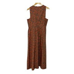 Madewell Womens Size 10 Twist-Front Midi Day Dress Floral Print Orange Green