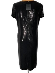 NWT ST. JOHN Knits Black Sequin Stretch Crepe Sheath Shift Dress sz 16 $1495