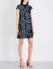 TED BAKER Unity Floral print union jack high neck A-line tunic shift dress 3 12