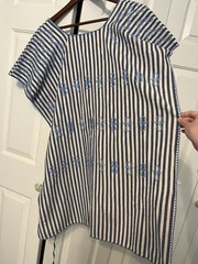Tuckernuck Blue And White Striped Embroidered Canvas Tunic Dress Coverup XL