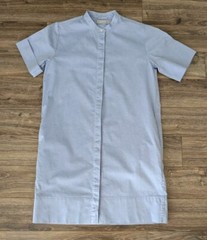 Everlane Dress Womens Light Blue Oxford SS Button Up Band Collar Pockets – 2