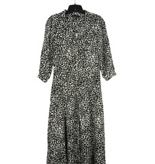 SKIES ARE BLUE Green/Multi FLORAL Button-Down 3/4 SLEEVE Maxi SHIRT DRESS XS