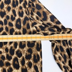 Leopard Print Split V-Neck Shift Dress with Flared Cuffs Brown Black