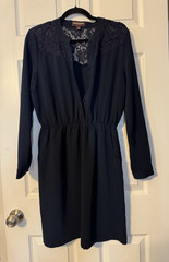 Johnston & Murphy Dress S Small Navy Blue Lace Trim Top Long Sleeve