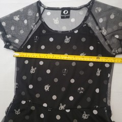 Fearless Illustration Dress Size Medium Black Bunny Animal Polka Dot Mesh EUC