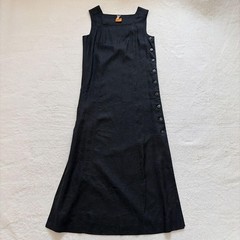 Kenzo Club Vintage Linen Long Sleeveless Dress Black Size 38