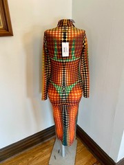 Jean Paul Gaultier Cyber Print High-Neck Midi Dress Multicolor Polyamide XS NEW