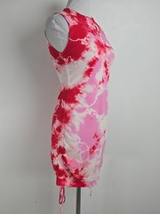 Cotton Citizens USA Red Pink Tie-dyed Sleeveless Crew Neck T-shirt Dress Small S