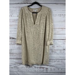 Elizabeth And James Dress 4 Size Small Jacquard V Neck Shift 3/4 Sleeve Short