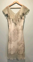 Vtg Light Green Floral Chiffon Flutter Sleeve Midi Dress Sz 8 Garden Fairy Y2K