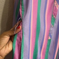 Vintage Schrader Sport Blue Green Purple Striped Long Sleeve Belt Women&rsquo;s Sz 16