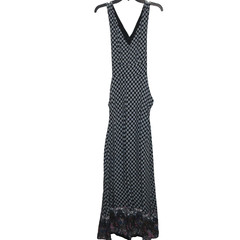 Alythea Women&rsquo;s Boho Cross Back Side Zipper V Neck Black Maxi Dress S B9
