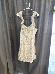 NWT Hayden Medium White Red Green Floral Hi-lo Ruffle Tie Straps Dress Lined