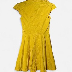 Wedtrend Yellow Ruffled Collared Cap Sleeve Short Dress – Size XS