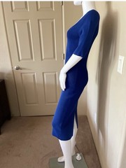 Reiss Cobalt Blue Bodycon Midi Dress with Sweetheart Scoop Neck