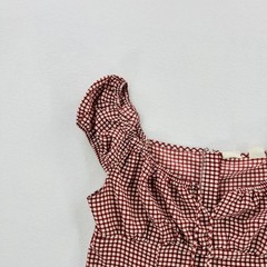 Levi&rsquo;s Dress Womens Medium Red Check Ruffle Square Neck Mini Sundress Cap Sleeve