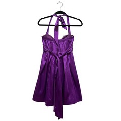 Trixxi Purple Satin Halter Dress Sweetheart Neckline Tulle Skirt NWT Size 3