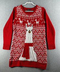 United States Sweaters Women&rsquo;s Christmas Sweater Dress Size M Red White Llama