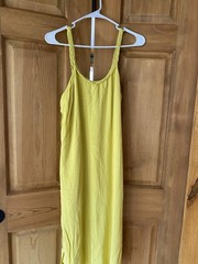 Hem And Thread Lightweight Lined Yellow Summer Dress Side Splits Braided Straps