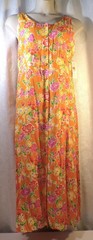 Adrienne Vittadini Orange Floral Button Front Sleeveless Maxi Dress Size XL $89
