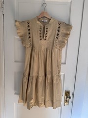 Sea NY Phoebe Cutout Ruffle Tier Pintucked Mini Dress Women&rsquo;s Beige Sz S EUC